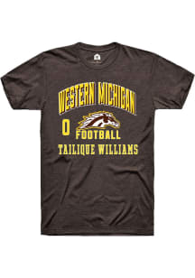 Tailique Williams Rally Mens Brown Western Michigan Broncos NIL Arch Logo Player T Shirt