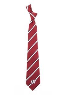 Poly Stripe Wisconsin Badgers Mens Tie - Red