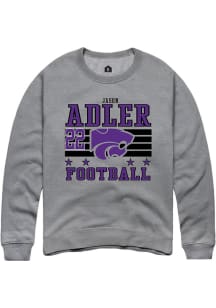 Jason Adler Rally Mens Grey K-State Wildcats NIL Striped Player Crew