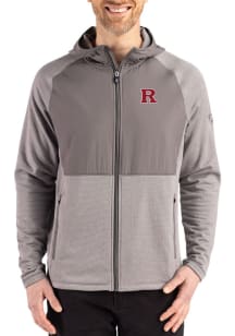 Mens Rutgers Scarlet Knights Graphite Cutter and Buck Peshastin Long Sleeve Full Zip Jacket