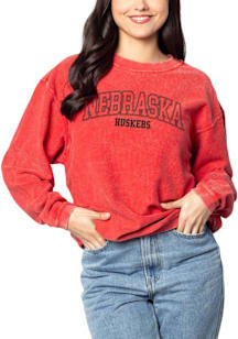 Nebraska Cornhuskers Womens Red Corded Crew Sweatshirt