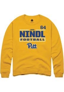 Josh Nindl Rally Mens Gold Pitt Panthers NIL Stacked Box Player Crew