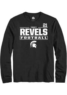Tracy Revels Mens Black Michigan State Spartans NIL Stacked Box Long Sleeve Player T Shirt