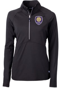 Cutter and Buck Orlando City SC Womens Black Adapt Eco Qtr Zip Pullover