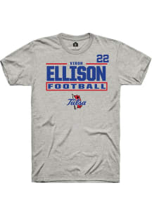 Viron Ellison Rally Mens Ash Tulsa Golden Hurricane NIL Stacked Box Player T Shirt