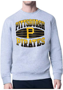Starter Pittsburgh Pirates Mens Grey Team Grit Long Sleeve Crew Sweatshirt