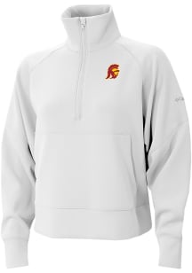 Womens USC Trojans White Columbia Heat Seal Wickham Hills Qtr Zip Pullover