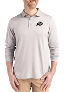 Cutter and Buck Colorado Buffaloes Mens Grey Coastline Long Sleeve Polo Shirt