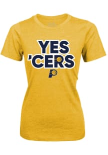 Indiana Pacers Womens Gold Yes 'Cers Short Sleeve T-Shirt