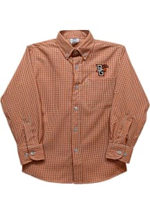 Vive La Fete Bowling Green Falcons Youth Orange Gingham Long Sleeve Polo
