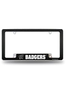Wisconsin Badgers Carbon Fiber All Over Chrome License Plate Frame - Silver