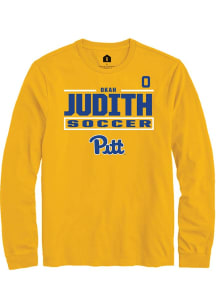 Okah Judith Mens Gold Pitt Panthers NIL Stacked Box Long Sleeve Player T Shirt