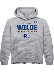 Margaret Wilde Rally Pitt Panthers Youth NIL Stacked Box Long Sleeve Player Hoodie Grey