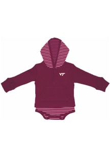 VA TECH Inf MAROON Stripe Hooded LS Creeper
