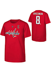Alex Ovechkin Washington Capitals Youth Red Flat Captains Player Tee
