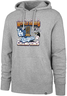 47 Los Angeles Dodgers Mens Grey 2025 World Series Champions Trophy Long Sleeve Hoodie