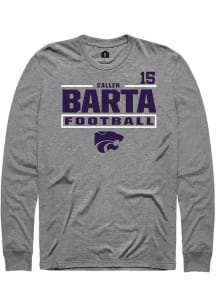 Callen Barta Mens Graphite K-State Wildcats NIL Stacked Box Long Sleeve Player T Shirt