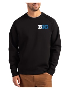 Mens Big Ten Black Cutter and Buck Roam Crew Sweatshirt