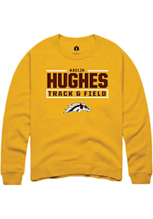Kaelin Hughes Western Michigan Broncos Mens Gold NIL Stacked Box Player Crew