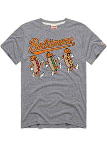 Homage Baltimore Orioles Grey Hot Dog Race Short Sleeve Fashion T Shirt