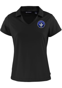 Cutter and Buck Montreal Impact Womens Black Daybreak V Neck Short Sleeve Polo Shirt