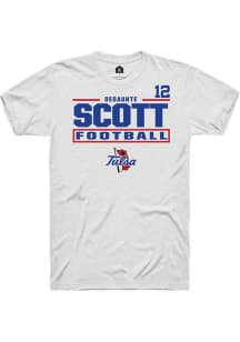 Dedaunte Scott Rally Mens White Tulsa Golden Hurricane NIL Stacked Box Player T Shirt