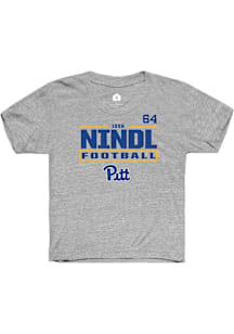 Josh Nindl Pitt Panthers Youth Grey NIL Stacked Box Player Tee