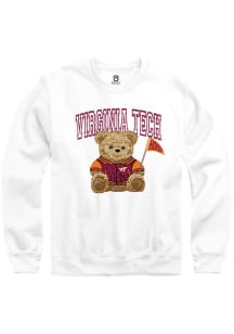 Summit Sportswear Virginia Tech Hokies Womens White Bear Necessities Crew Sweatshirt