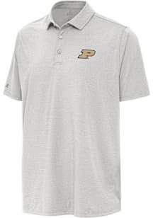 Antigua Purdue Boilermakers Mens Grey Hurdle Short Sleeve Polo