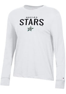 Champion Dallas Stars Womens White Mascot Logo Core LS Tee