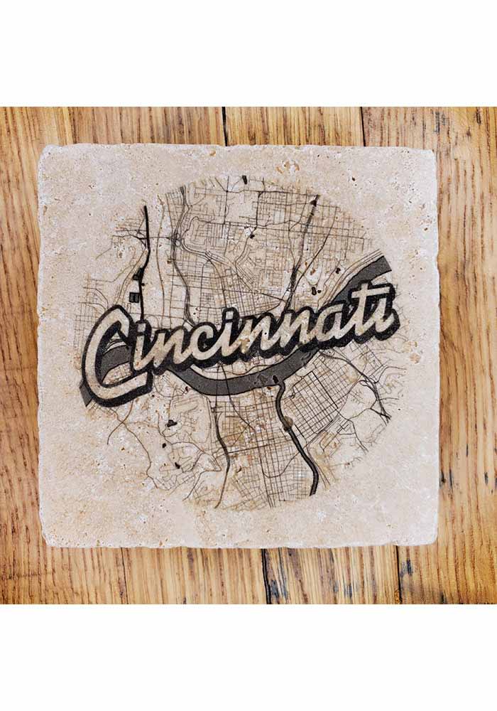 Cincinnati Wordmark Script Map Coaster