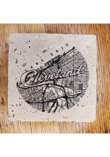 Cleveland Wordmark Script Map Coaster