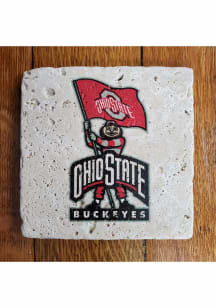Ohio State Buckeyes Mascot with Flag 4x4 Coaster