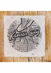 Kansas City Wordmark Script Map Coaster