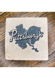 Pittsburgh Wordmark Script Map Coaster