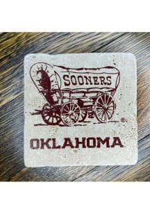 Oklahoma Sooners Wagon Logo Wordmark 4x4 Stone Coaster