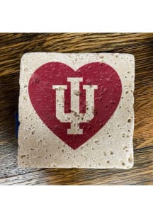 Red Indiana Hoosiers Heart U Logo 4x4 Stone Coaster