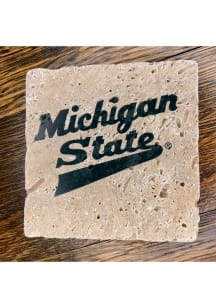 Michigan State Spartans Script Wordmark 4x4 Stone Coaster