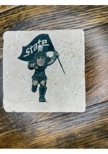 Michigan State Spartans Sparty Flag 4x4 Stone Coaster