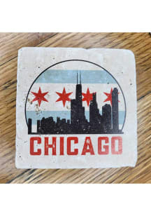 Chicago Circle Skyline and Flag Background Coaster