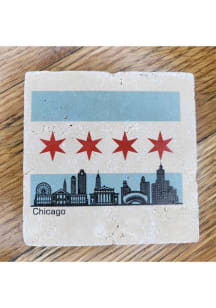 Chicago Skyline With Flag Background Coaster