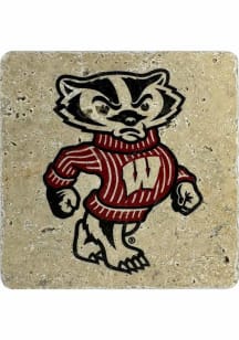 Red Wisconsin Badgers Mascot Coaster