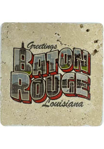 Baton Rouge Greetings Coaster - White
