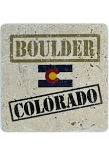 Boulder Block with Flag Coaster - White