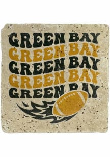 Green Bay Wavy Stack With Football Coaster - Green