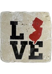 New Jersey Love State Shape Coaster - White