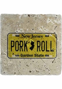 New Jersey Pork Roll License Plate Coaster - White