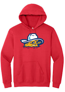 Summit Sportswear Amarillo Sod Poodles Mens Red Primary Logo Long Sleeve Hoodie