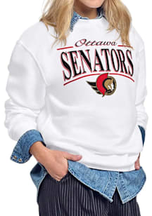 Starter Ottawa Senators Womens White Arch Stripe Crew Sweatshirt