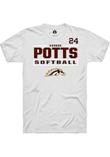 Hannah Potts Western Michigan Broncos White NIL Stacked Box Short Sleeve Player T Shirt